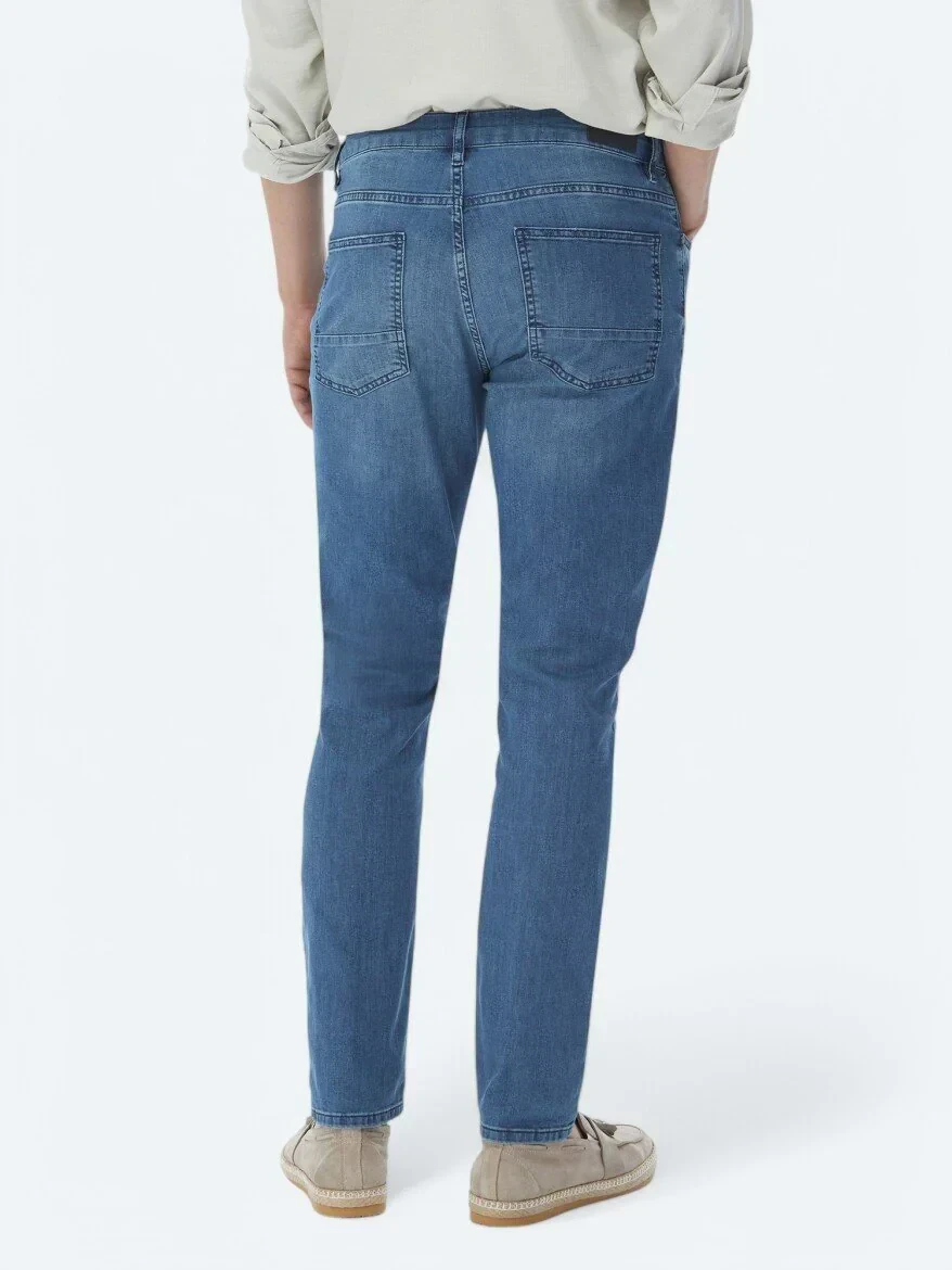 Lacivert Slim Fit Denim Pamuk Karışımlı Pantolon - 5