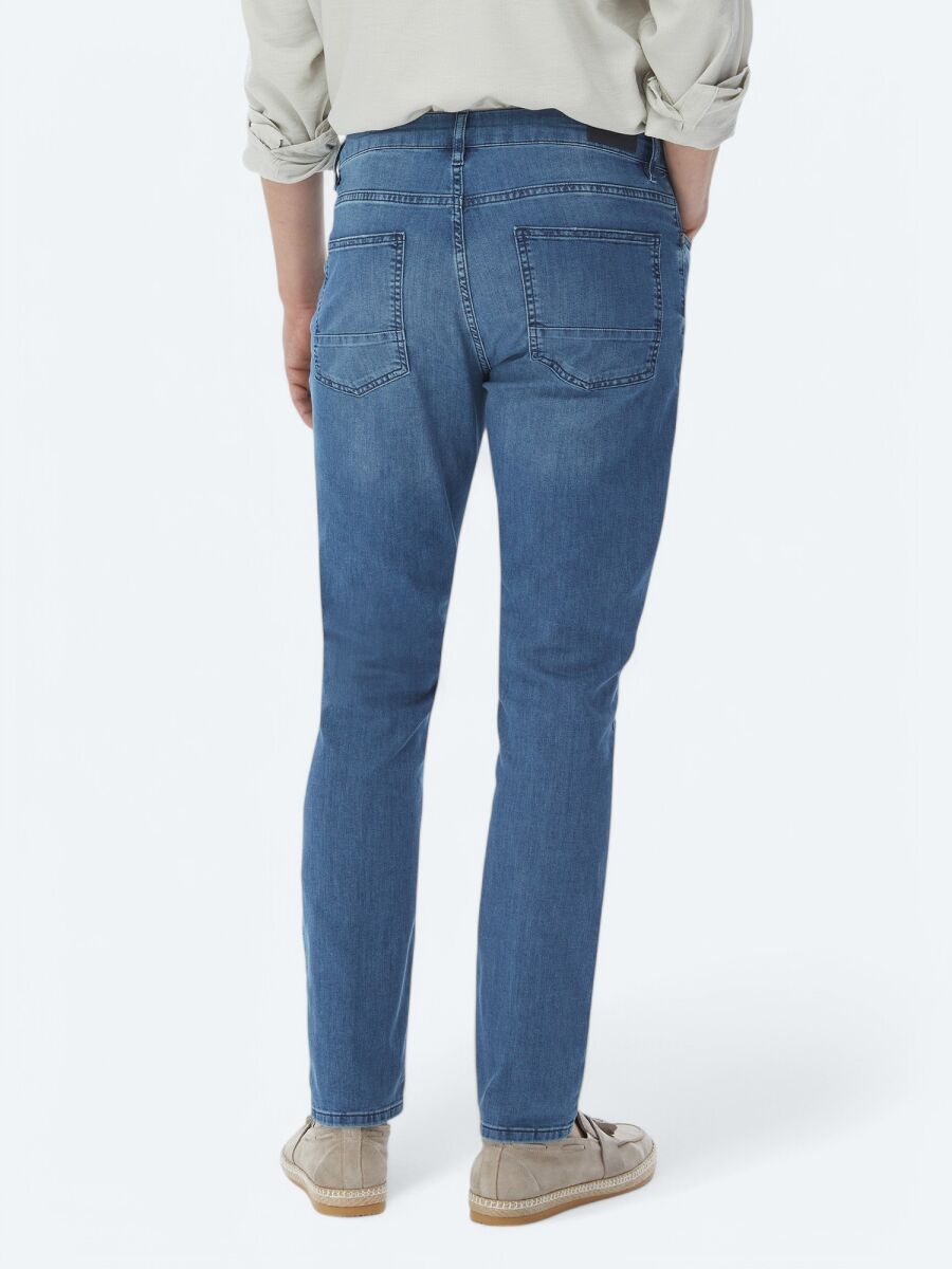 Lacivert Slim Fit Denim Pamuk Karışımlı Pantolon - 5