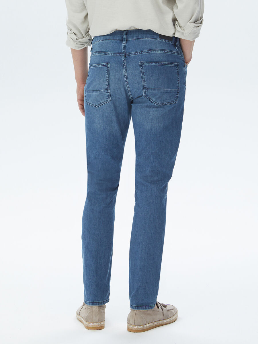 Lacivert Slim Fit Denim Pamuk Karışımlı Pantolon - 5