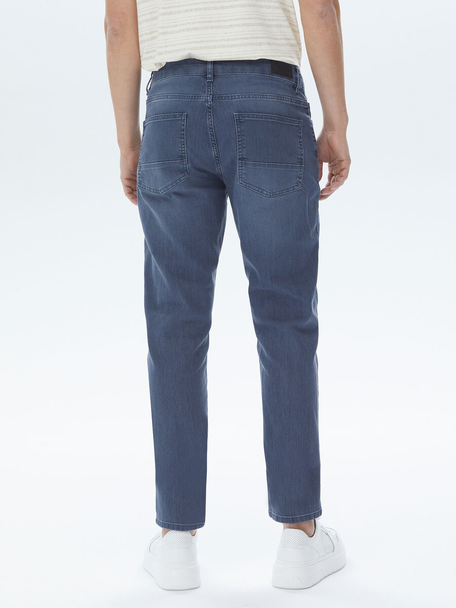 Lacivert Slim Fit Denim Pamuk Karışımlı Pantolon - 6