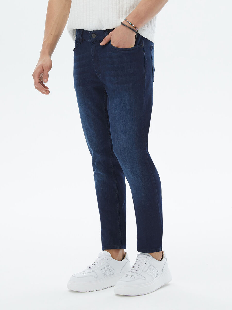 Lacivert Slim Fit Denim Pamuk Karışımlı Pantolon - 2