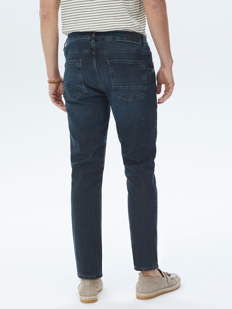 Lacivert Slim Fit Denim Pamuk Karışımlı Pantolon - 6