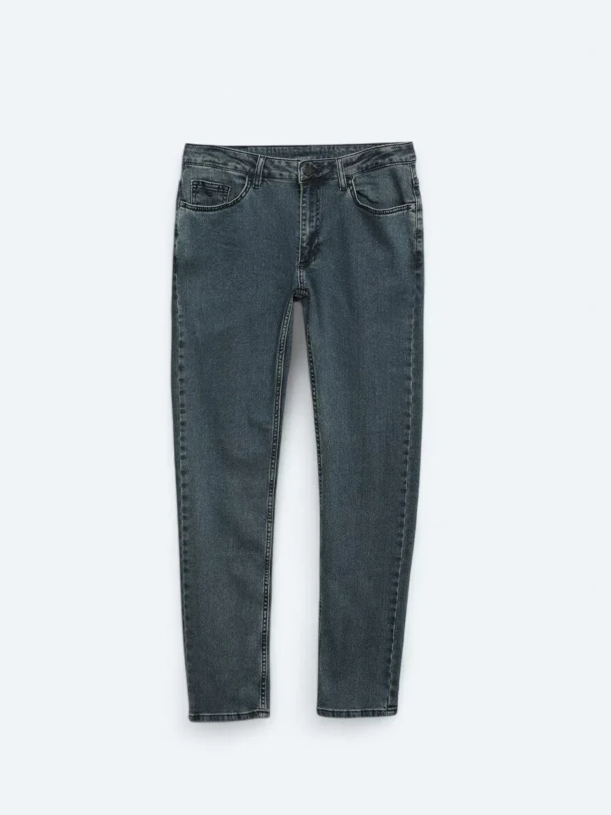 Lacivert Slim Fit Denim Pamuk Karışımlı Pantolon - 6