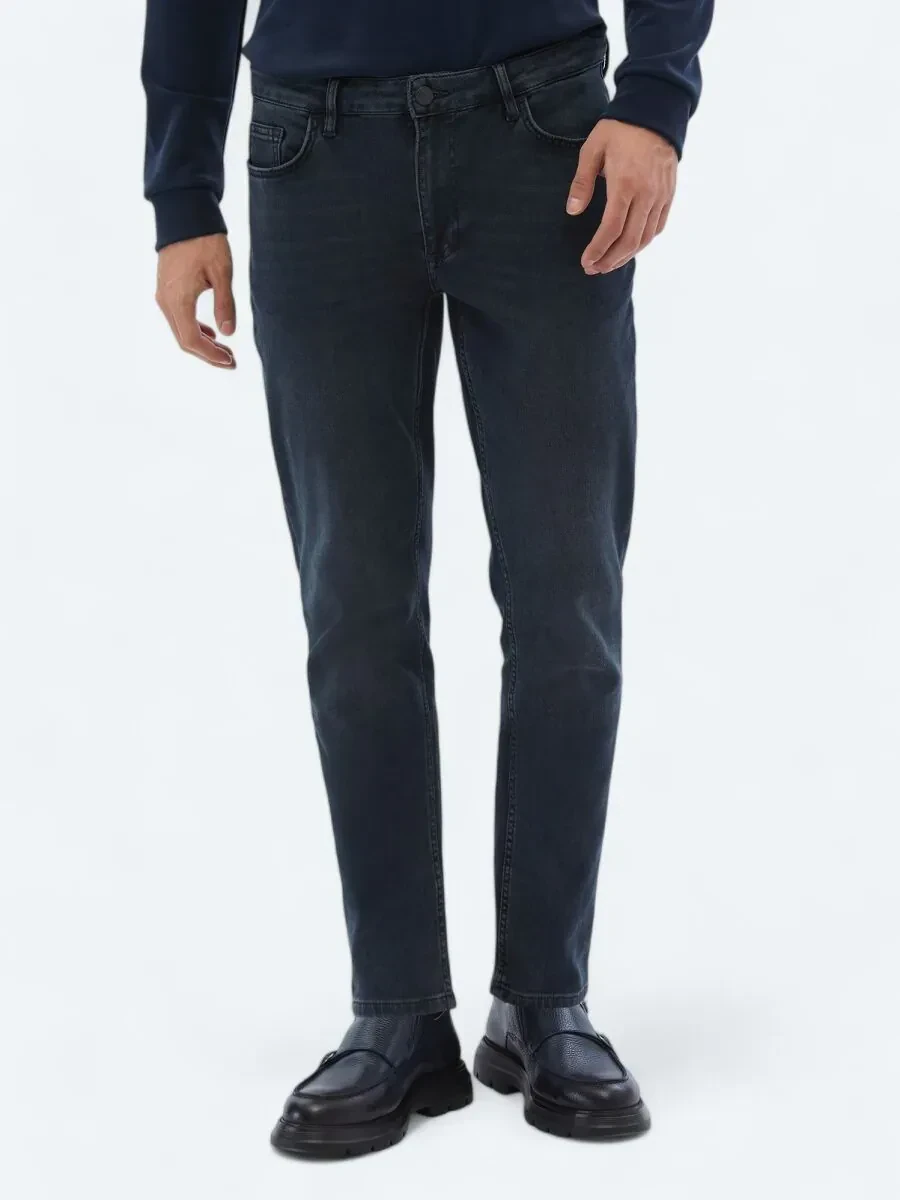 Lacivert Slim Fit Denim Pamuk Karışımlı Pantolon - 2