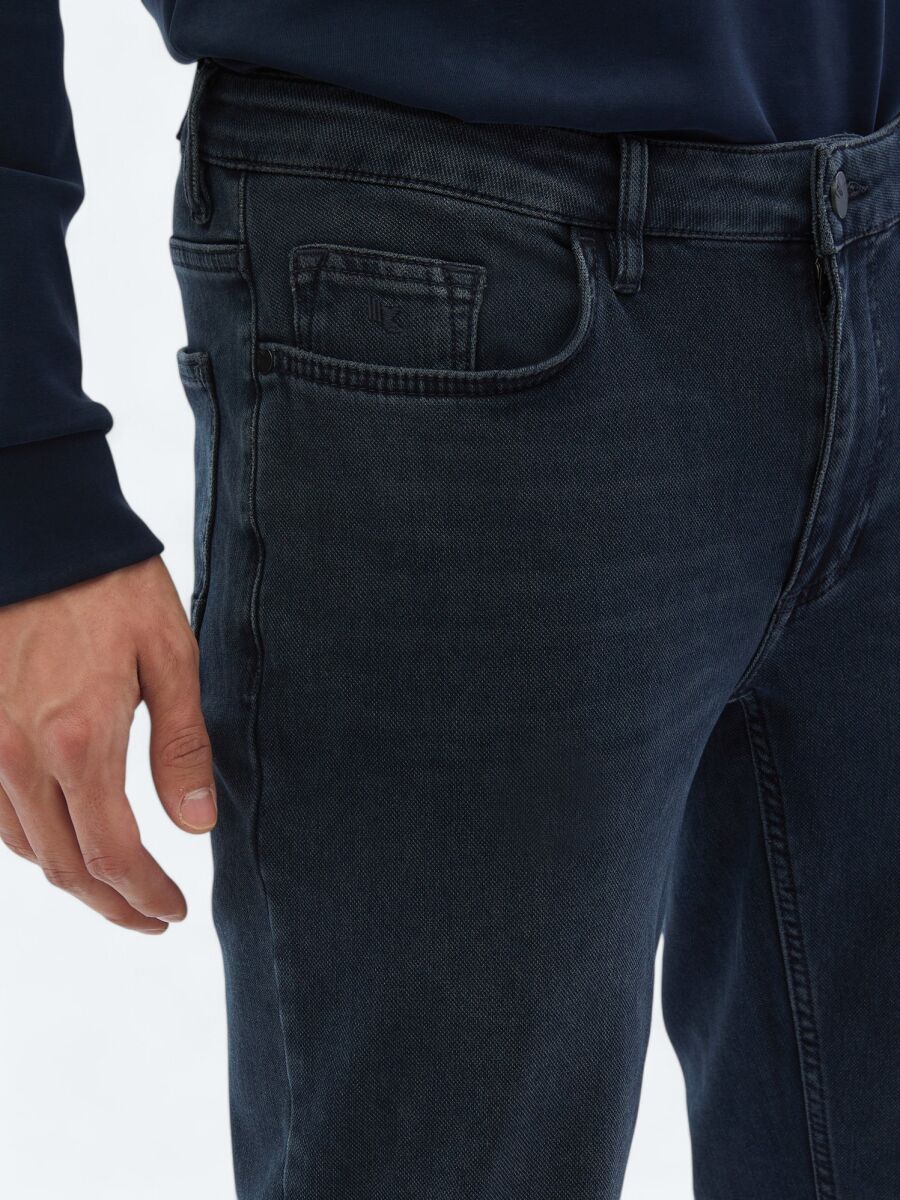 Lacivert Slim Fit Denim Pamuk Karışımlı Pantolon - 3