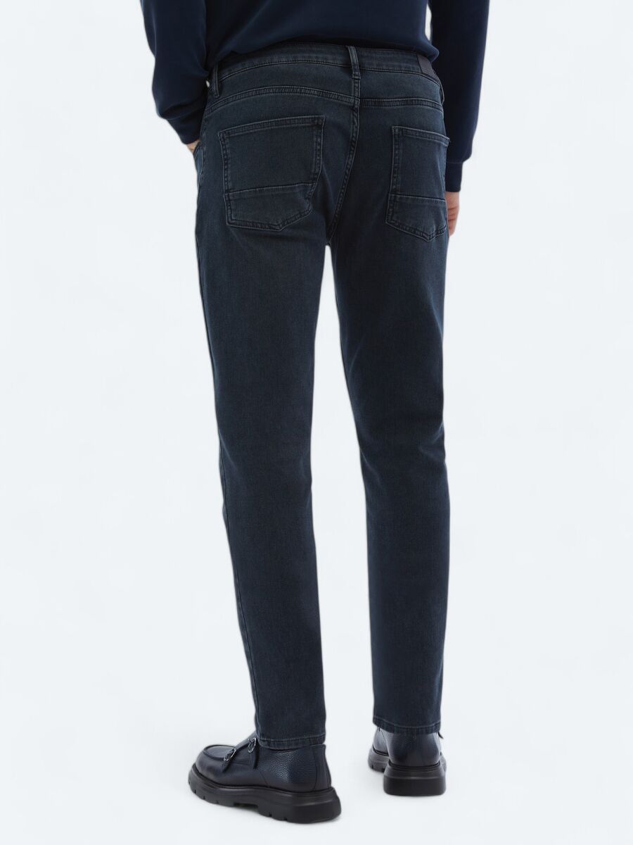 Lacivert Slim Fit Denim Pamuk Karışımlı Pantolon - 5