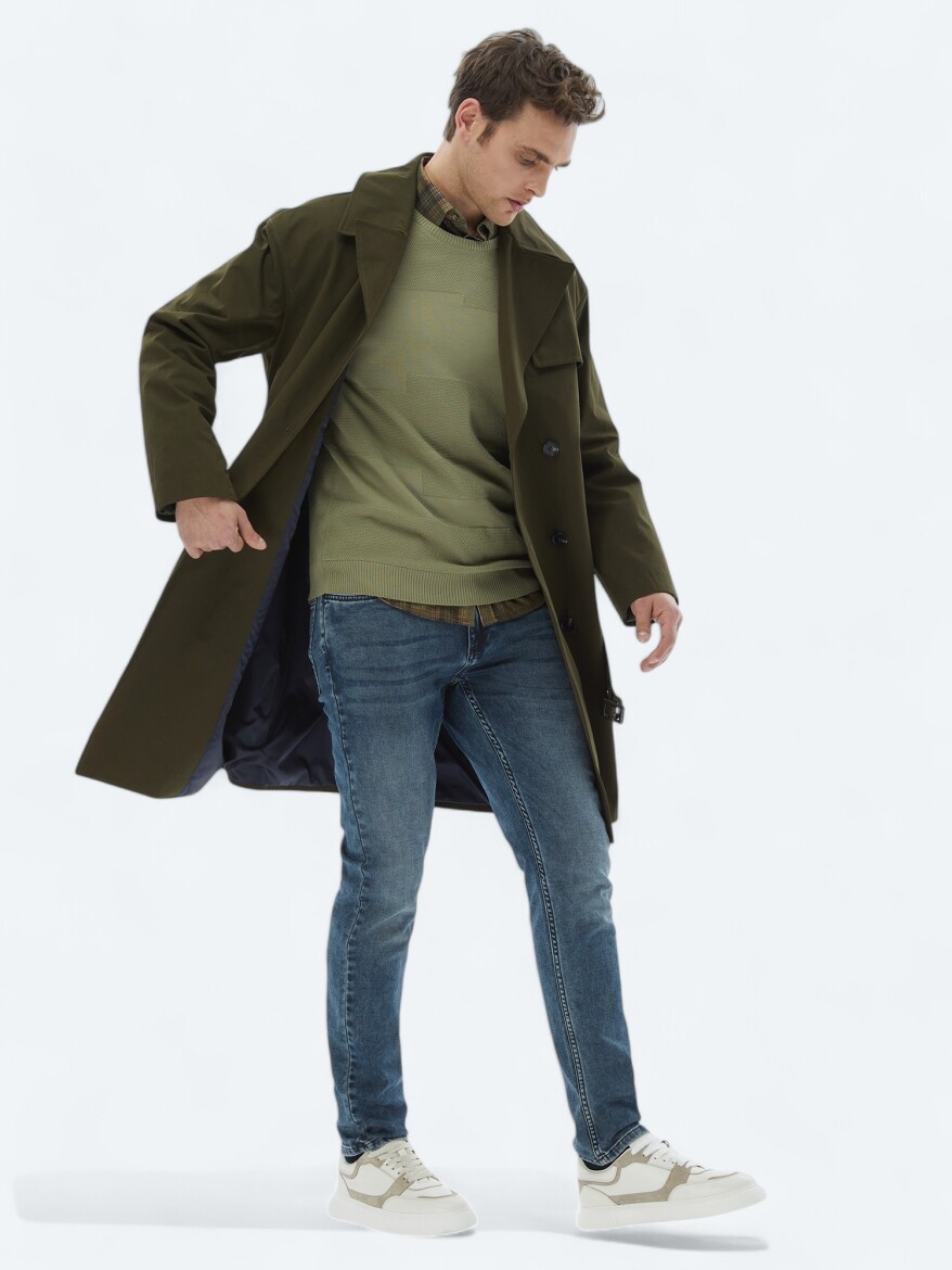 Lacivert Slim Fit Denim Pamuk Karışımlı Pantolon - 2