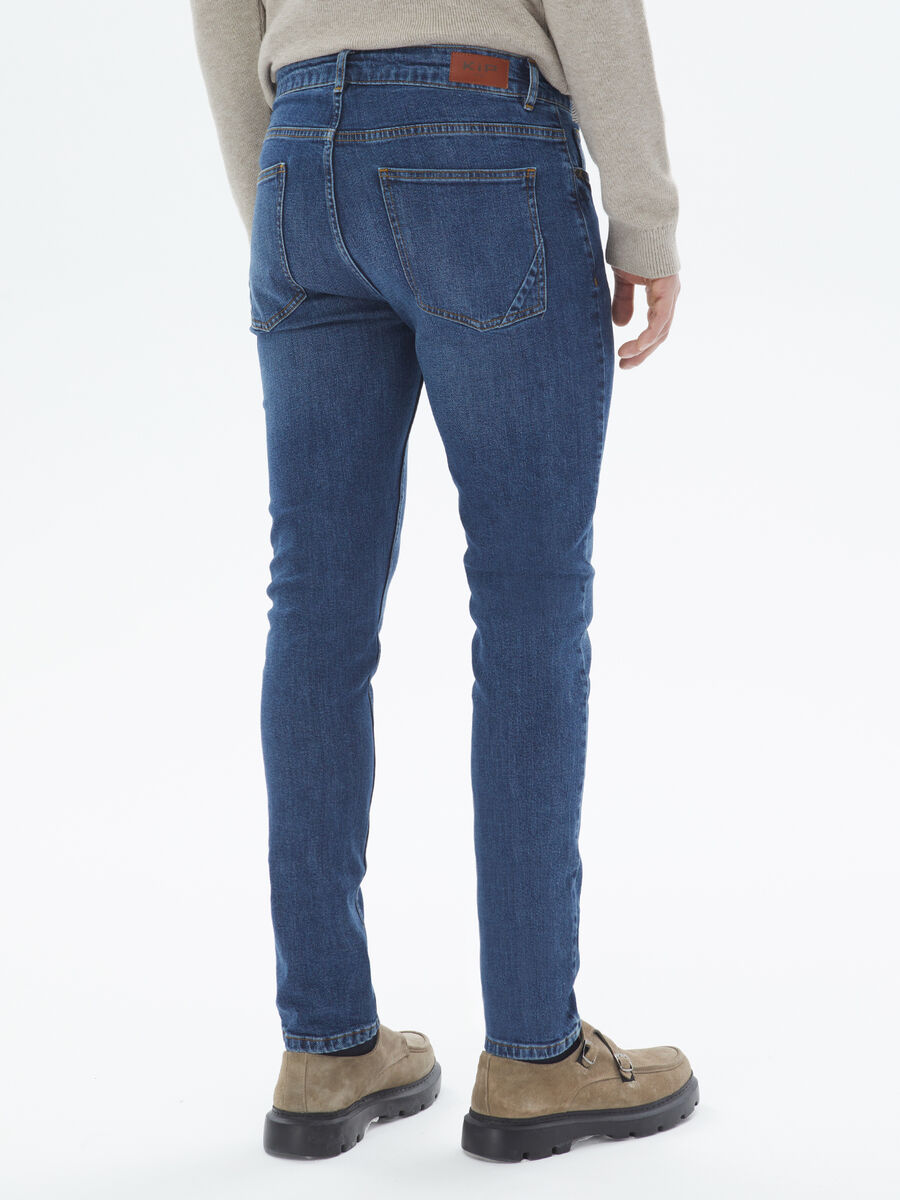 Lacivert Slim Fit Denim Pamuk Karışımlı Pantolon - 5