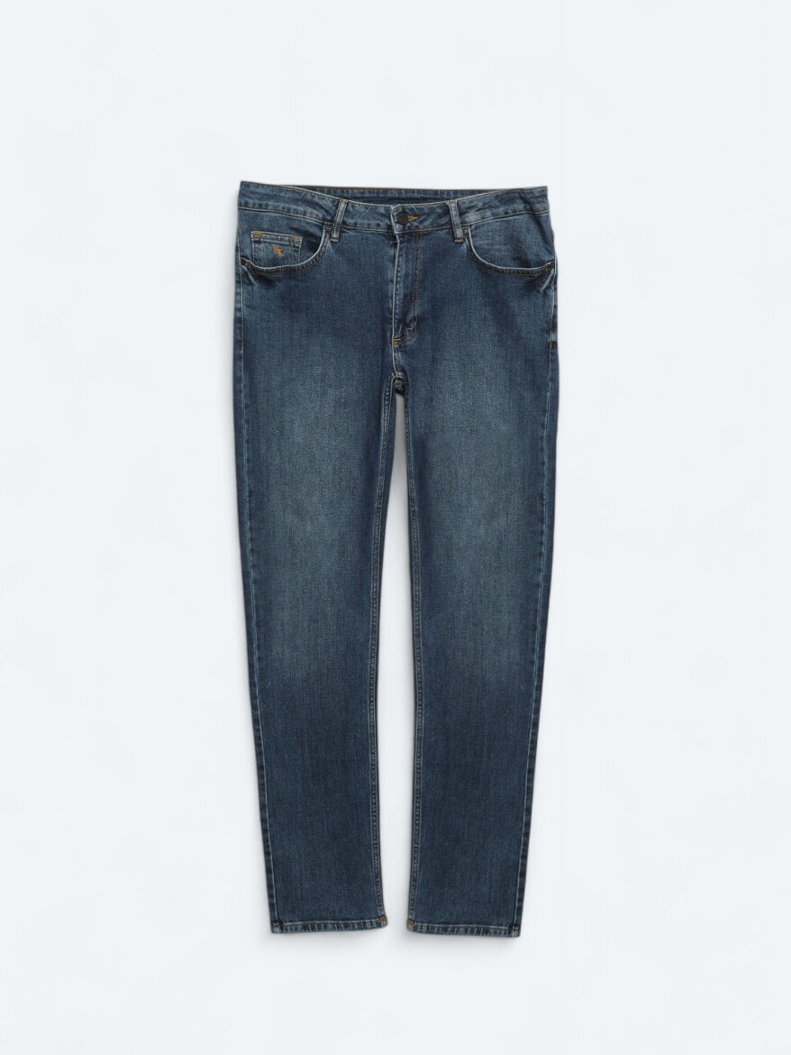 Lacivert Slim Fit Denim Pamuk Karışımlı Pantolon - 6