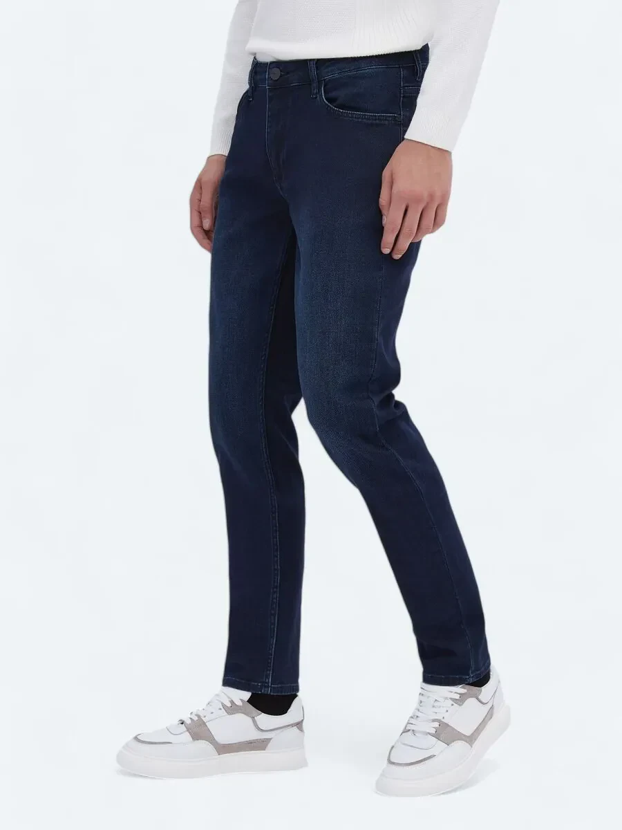 Lacivert Slim Fit Denim Pamuk Karışımlı Pantolon - 2