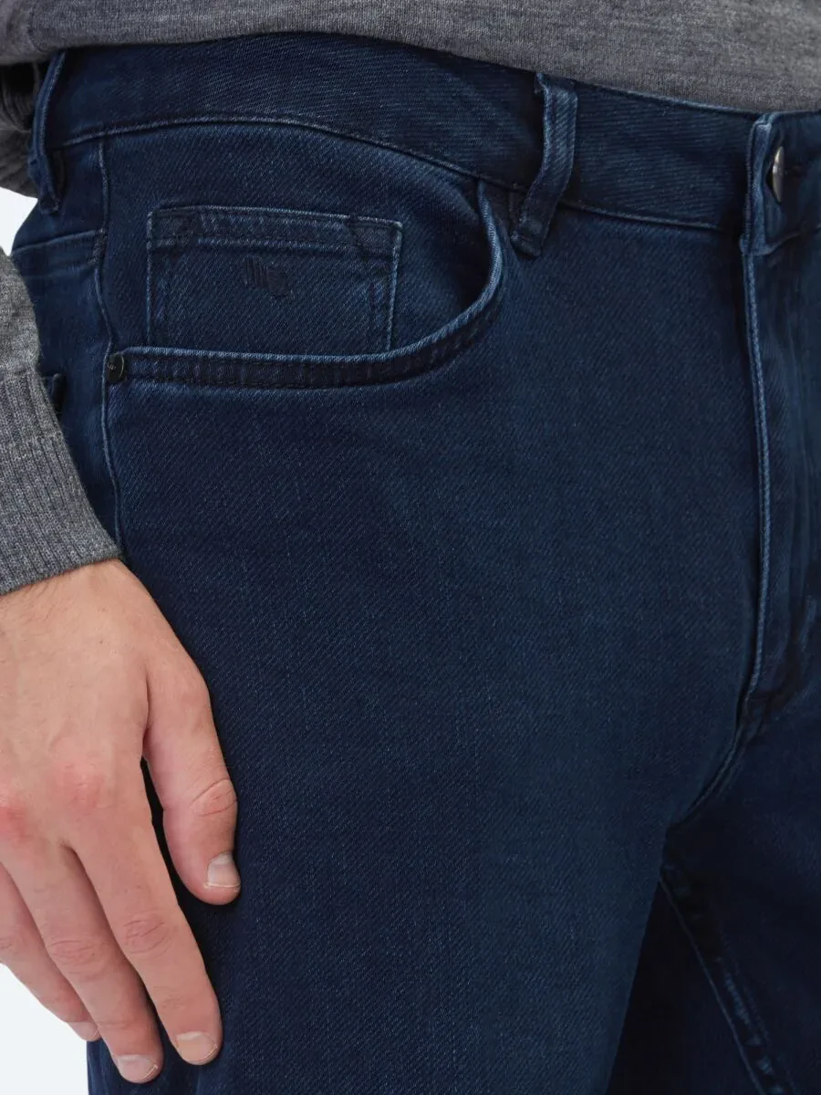 Lacivert Slim Fit Denim Pamuk Karışımlı Pantolon - 4