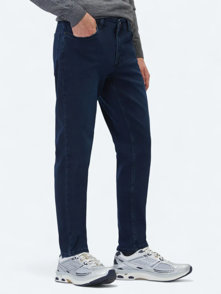 Lacivert Slim Fit Denim Pamuk Karışımlı Pantolon - 3