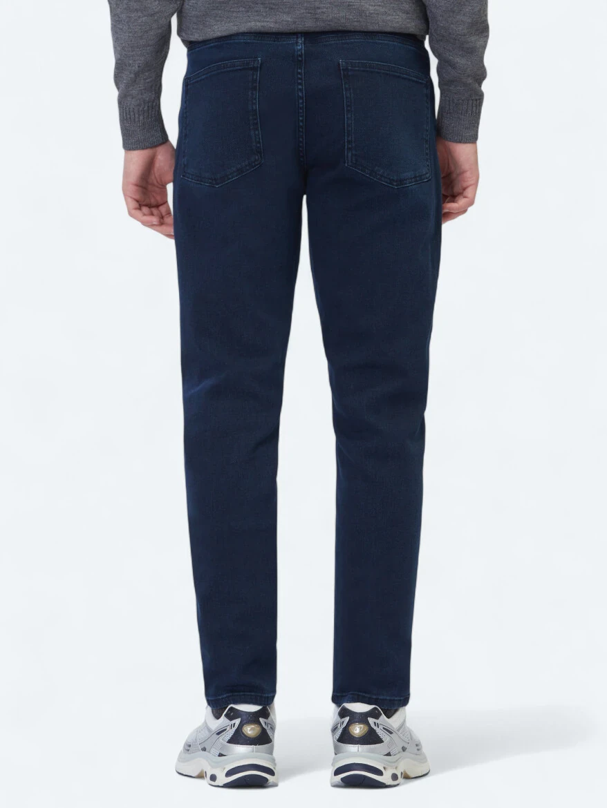 Lacivert Slim Fit Denim Pamuk Karışımlı Pantolon - 5