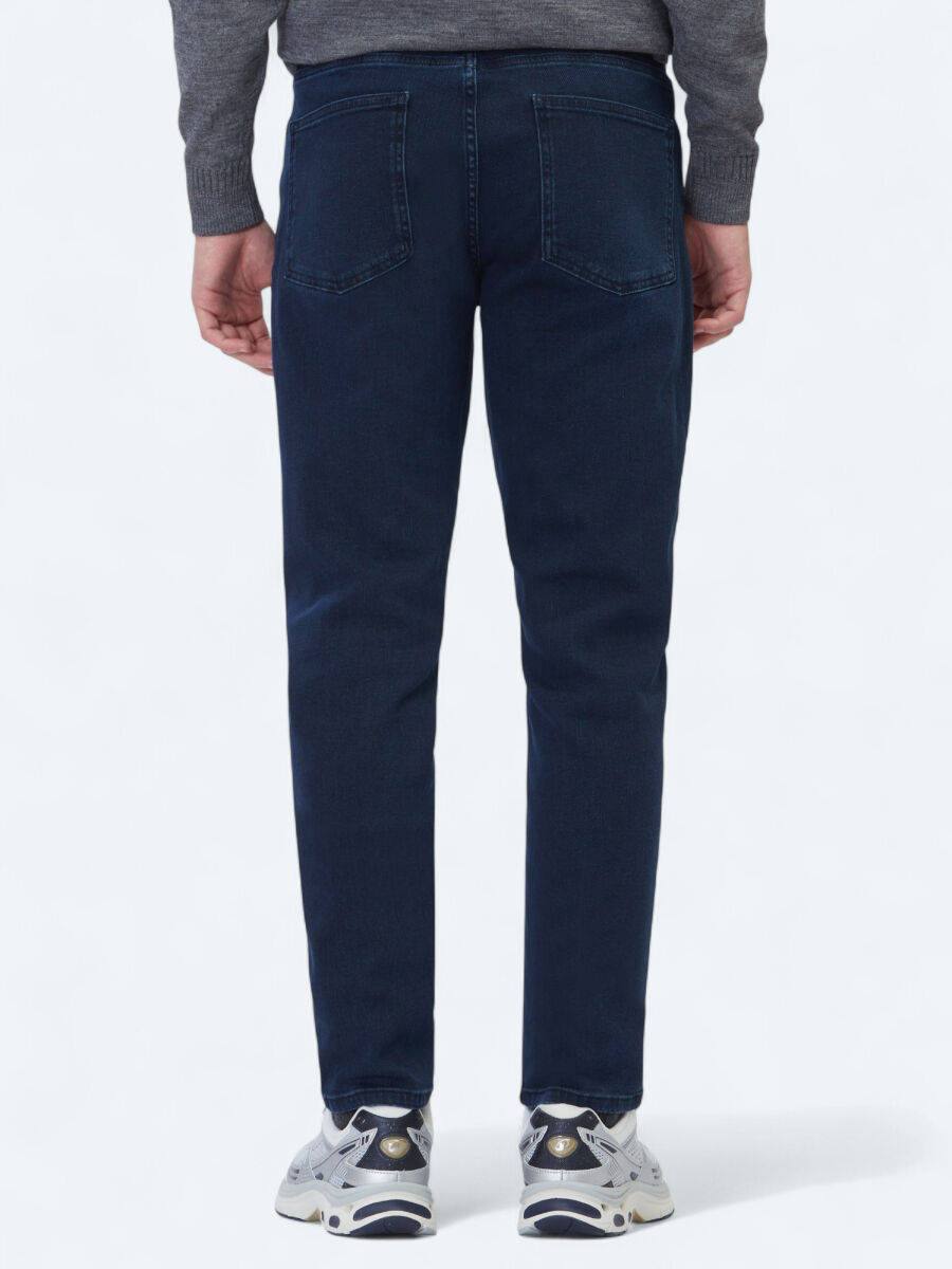 Lacivert Slim Fit Denim Pamuk Karışımlı Pantolon - 5