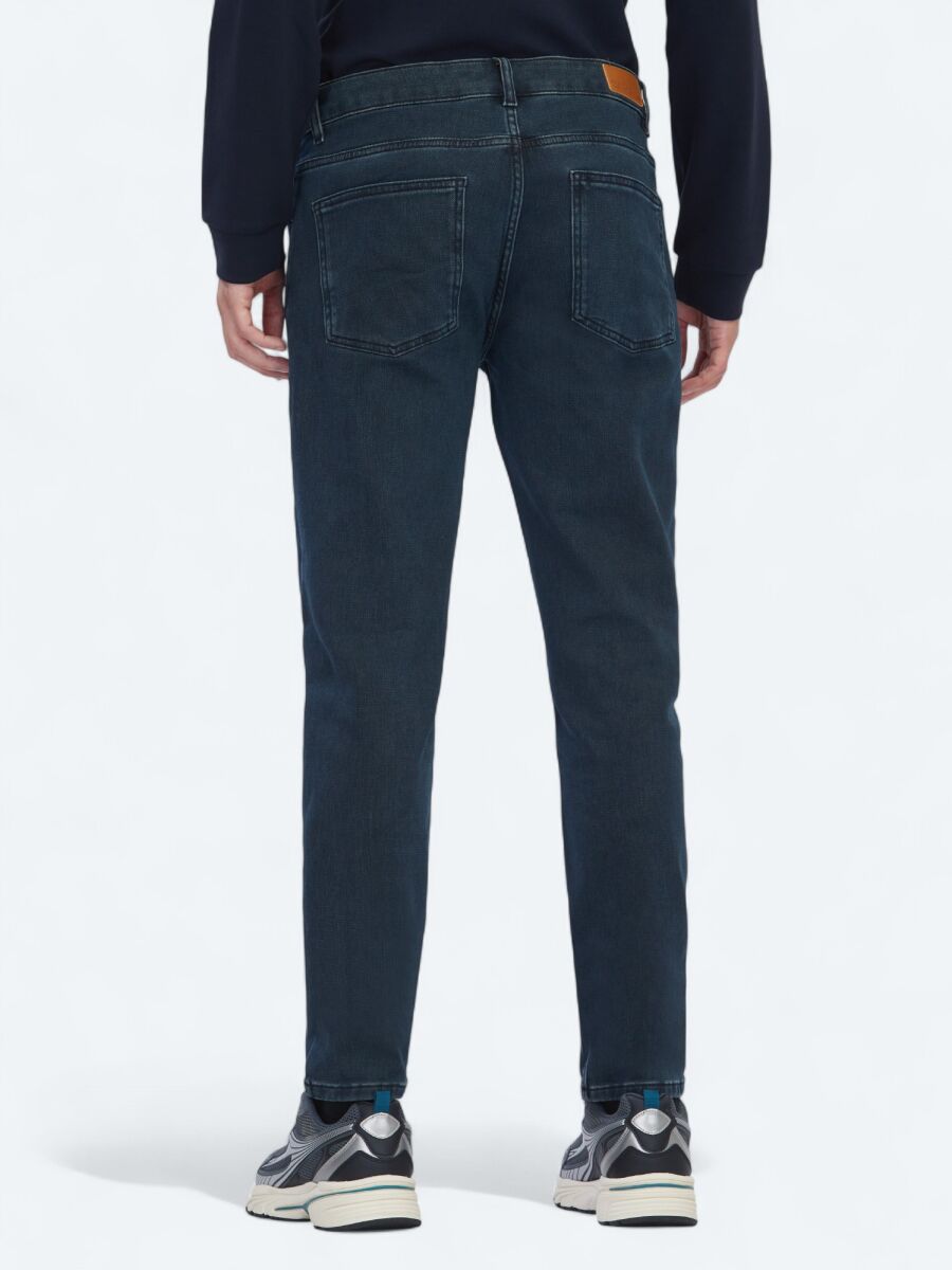 Lacivert Slim Fit Denim Pamuk Karışımlı Pantolon - 4