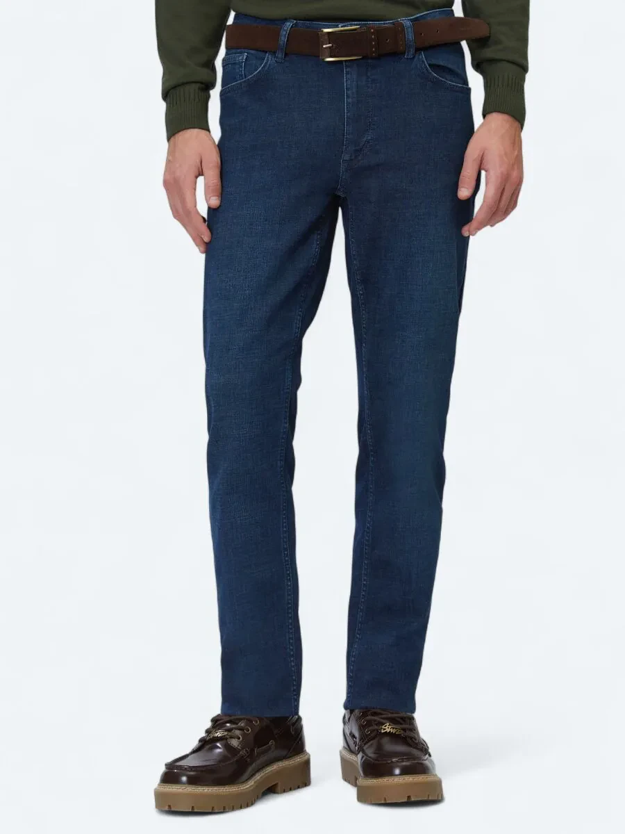 Lacivert Slim Fit Denim Pamuk Karışımlı Pantolon - 2