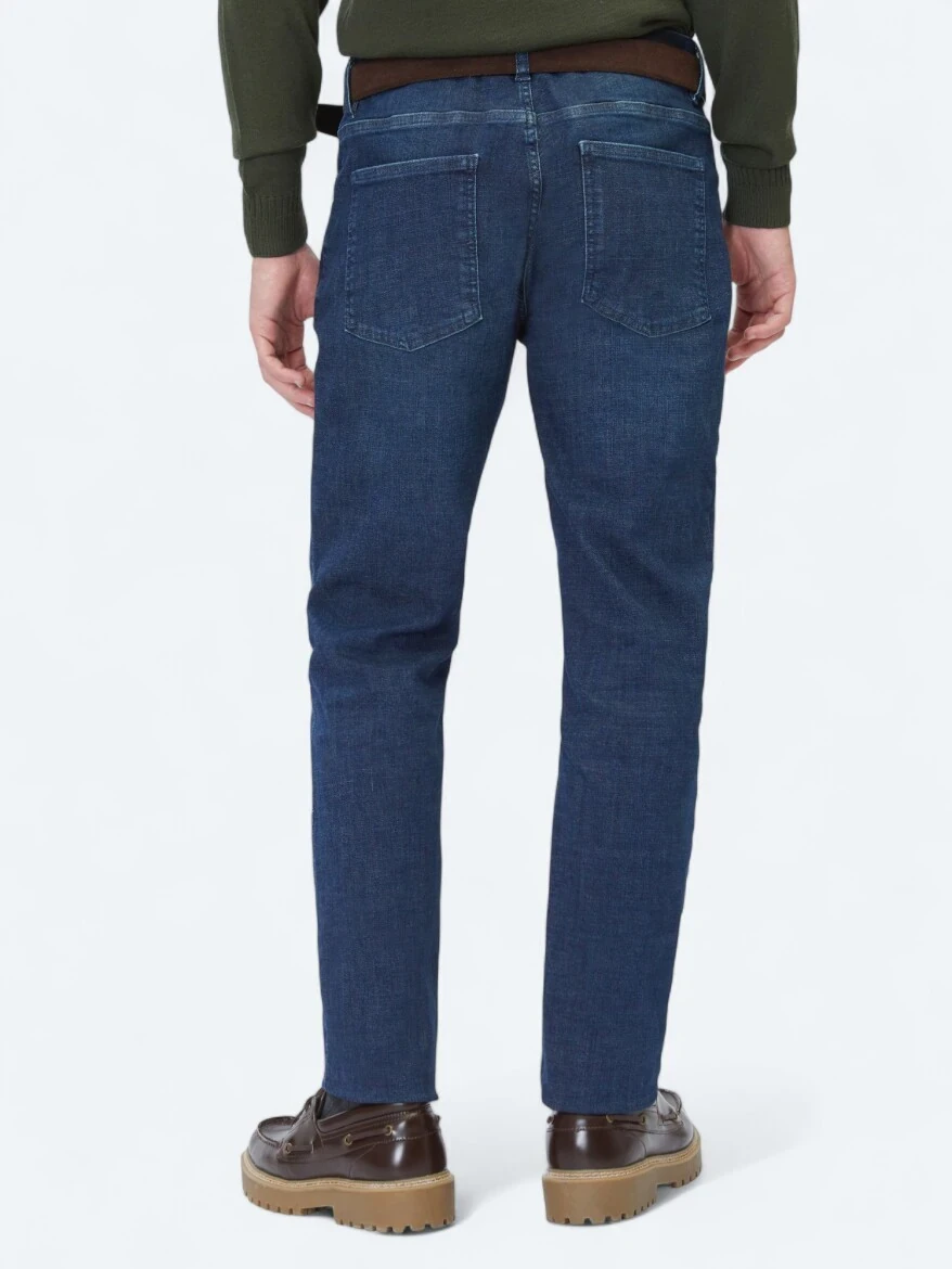 Lacivert Slim Fit Denim Pamuk Karışımlı Pantolon 
