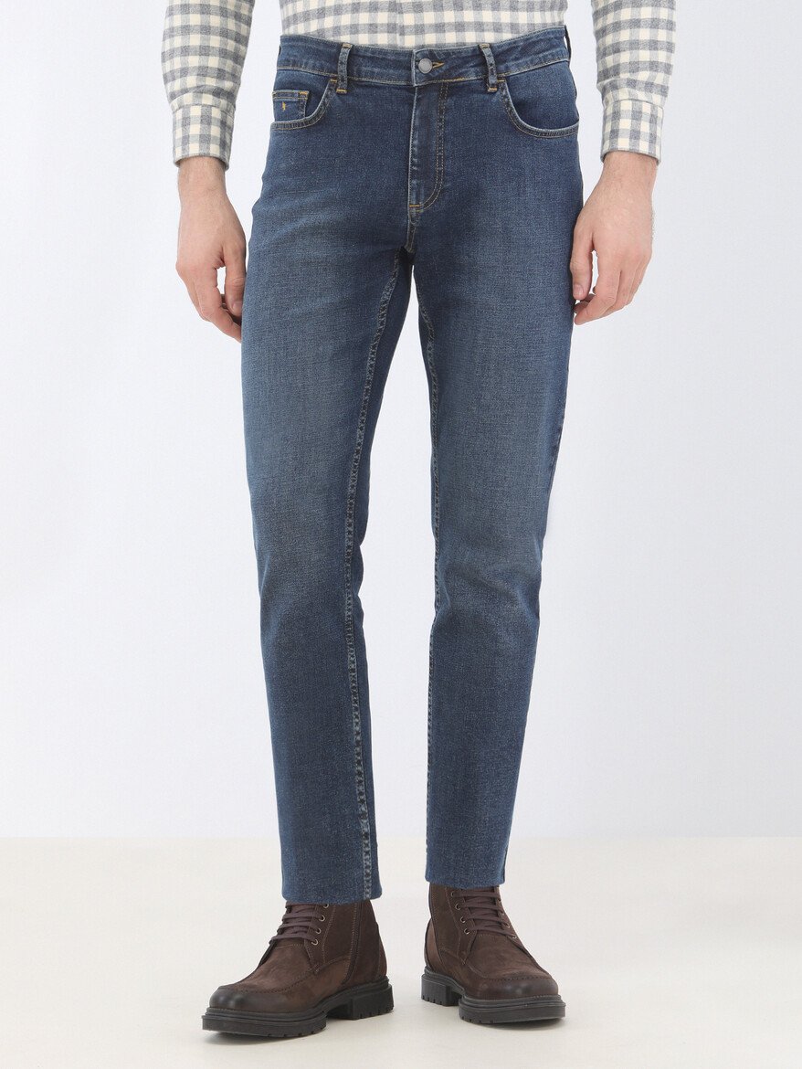 Lacivert Slim Fit Denim Pantolon - 1