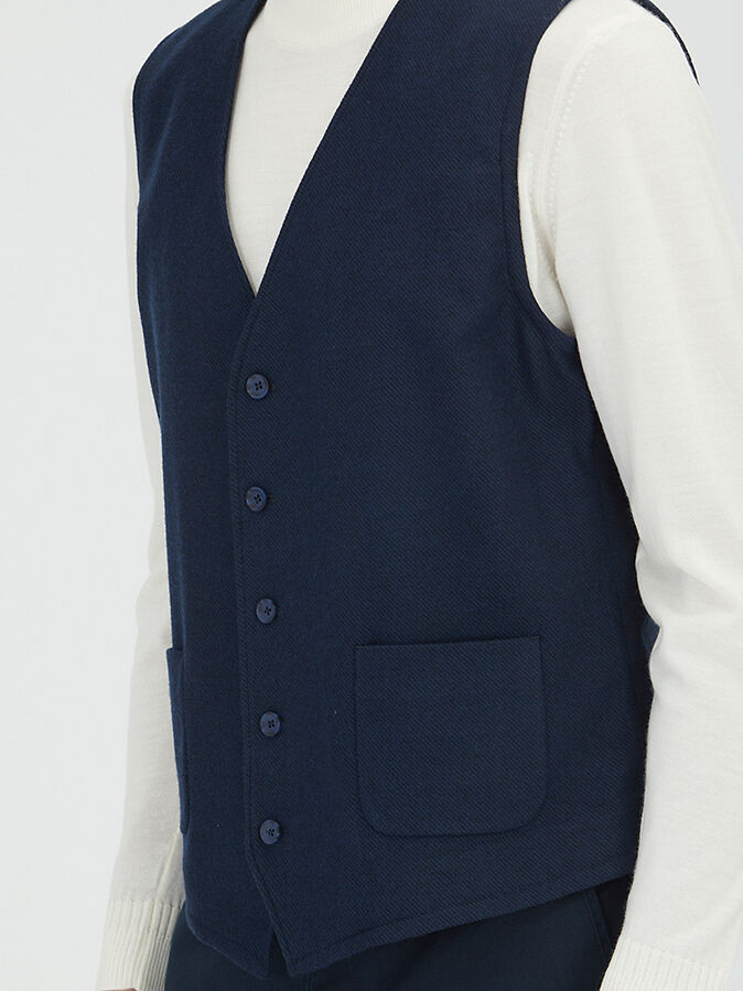 Lacivert Slim Fit Kelebek Yaka Klasik Yelek - 3