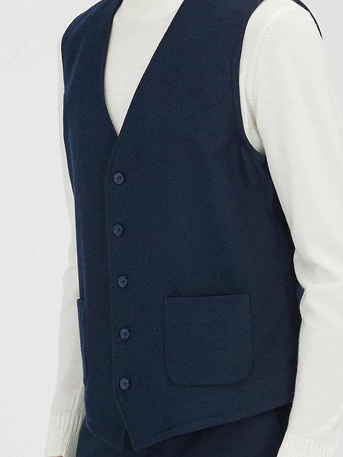 Lacivert Slim Fit Kelebek Yaka Klasik Yelek - 3