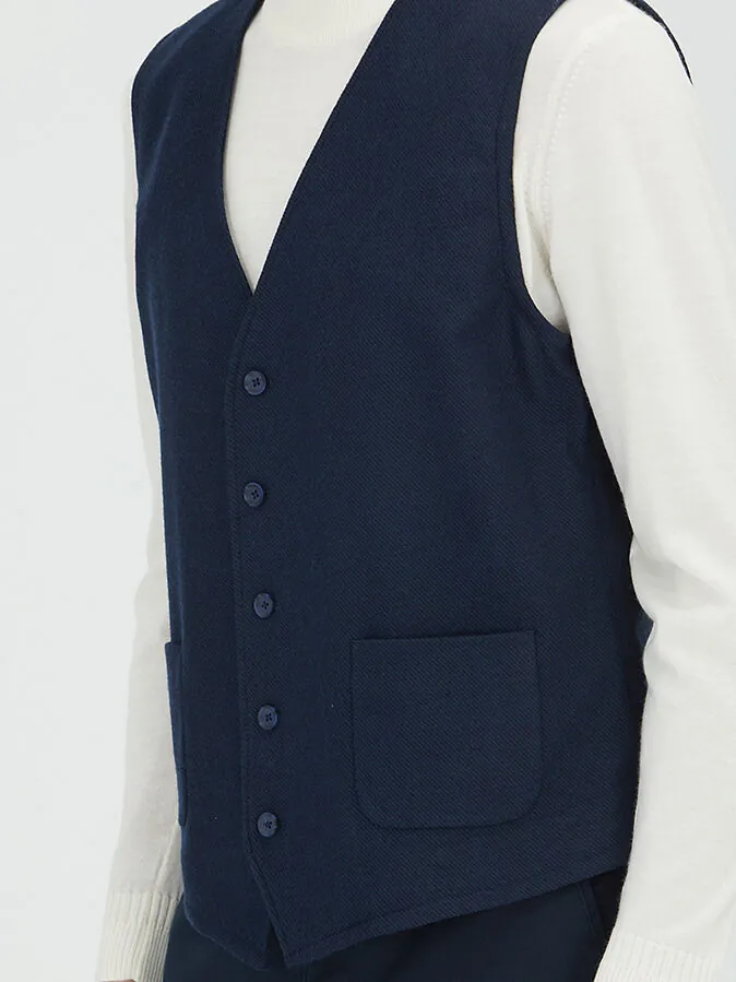 Lacivert Slim Fit Kelebek Yaka Klasik Yelek - 3