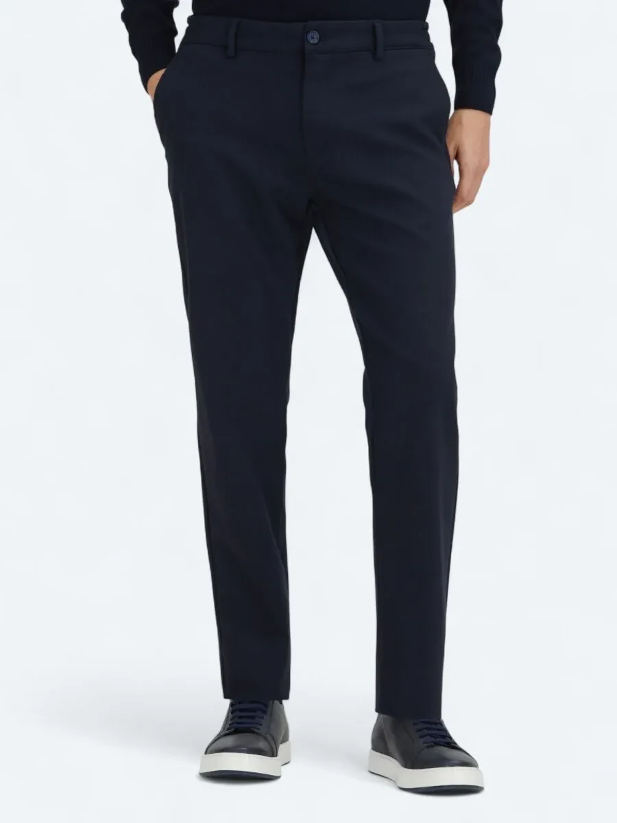 Lacivert Teknik Casual Pamuk Karışımlı Pantolon - 2