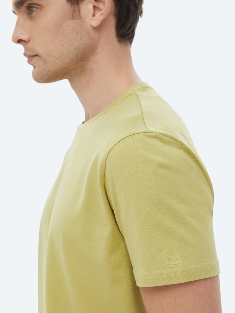 Lemon Mold Plain Crew Neck Cotton Blended T-Shirt - 4