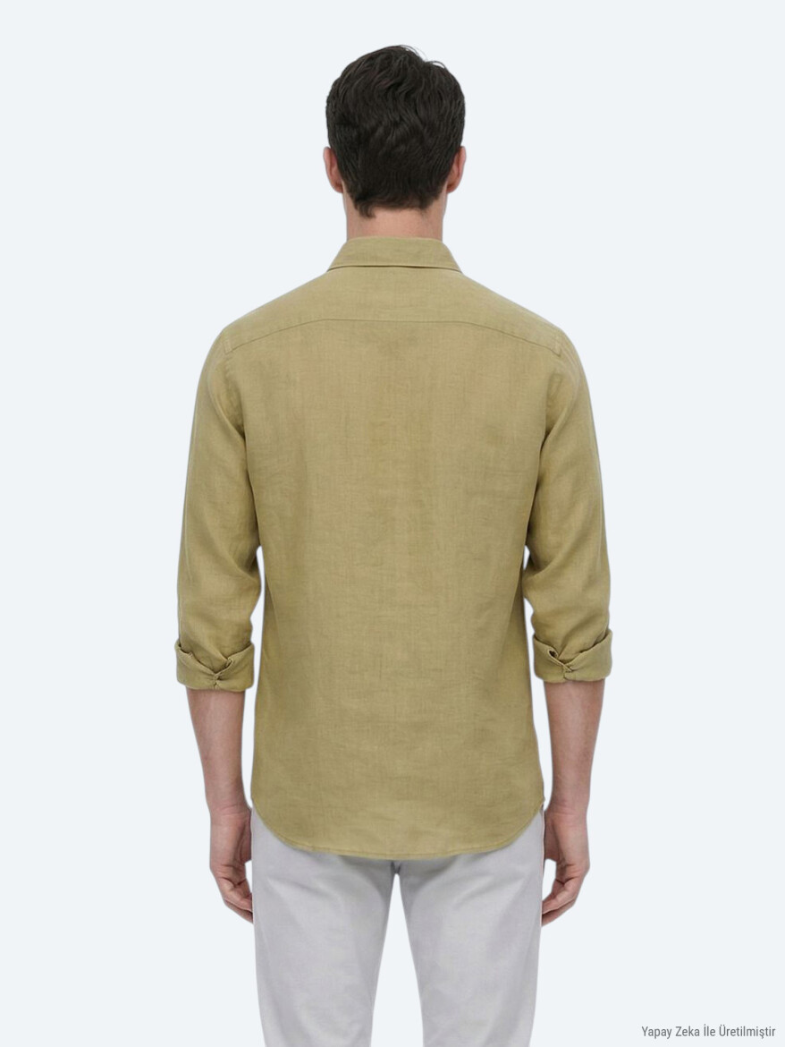 Lemon Mold Plain Regular Fit Long Weaving Casual Cotton Blended Shirt - 5