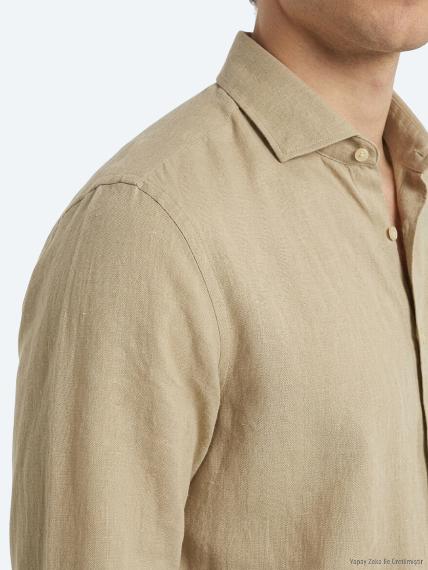 Lemon Mold Plain Regular Fit Long Weaving Casual Cotton Blended Shirt - 4