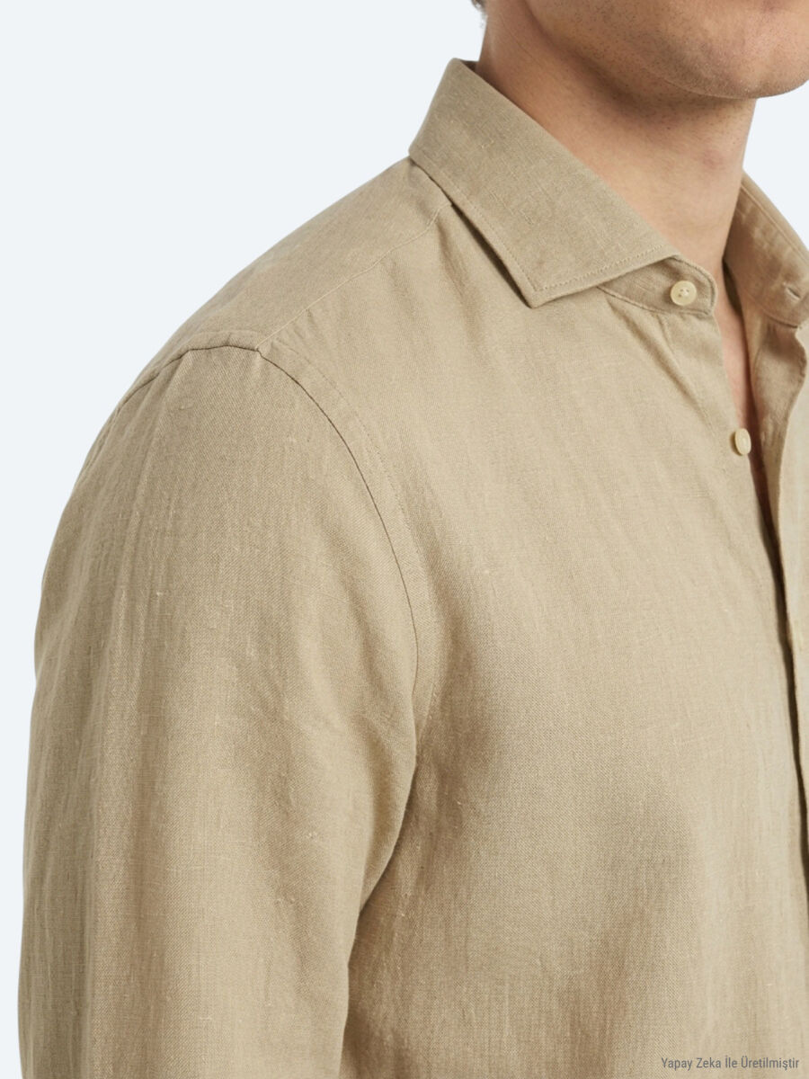 Lemon Mold Plain Regular Fit Long Weaving Casual Cotton Blended Shirt - 4