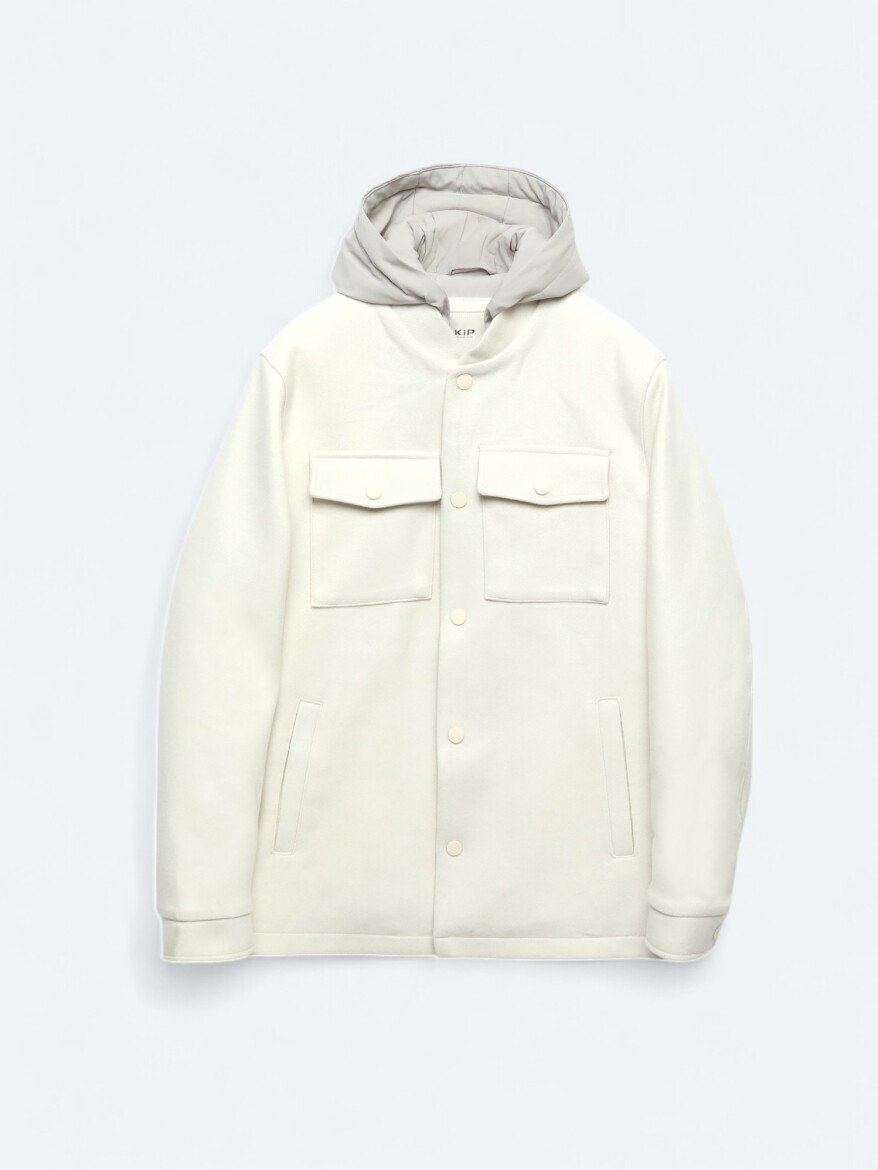 Light Beige Regular Fit Hooded Casual Weaving Coat - 9