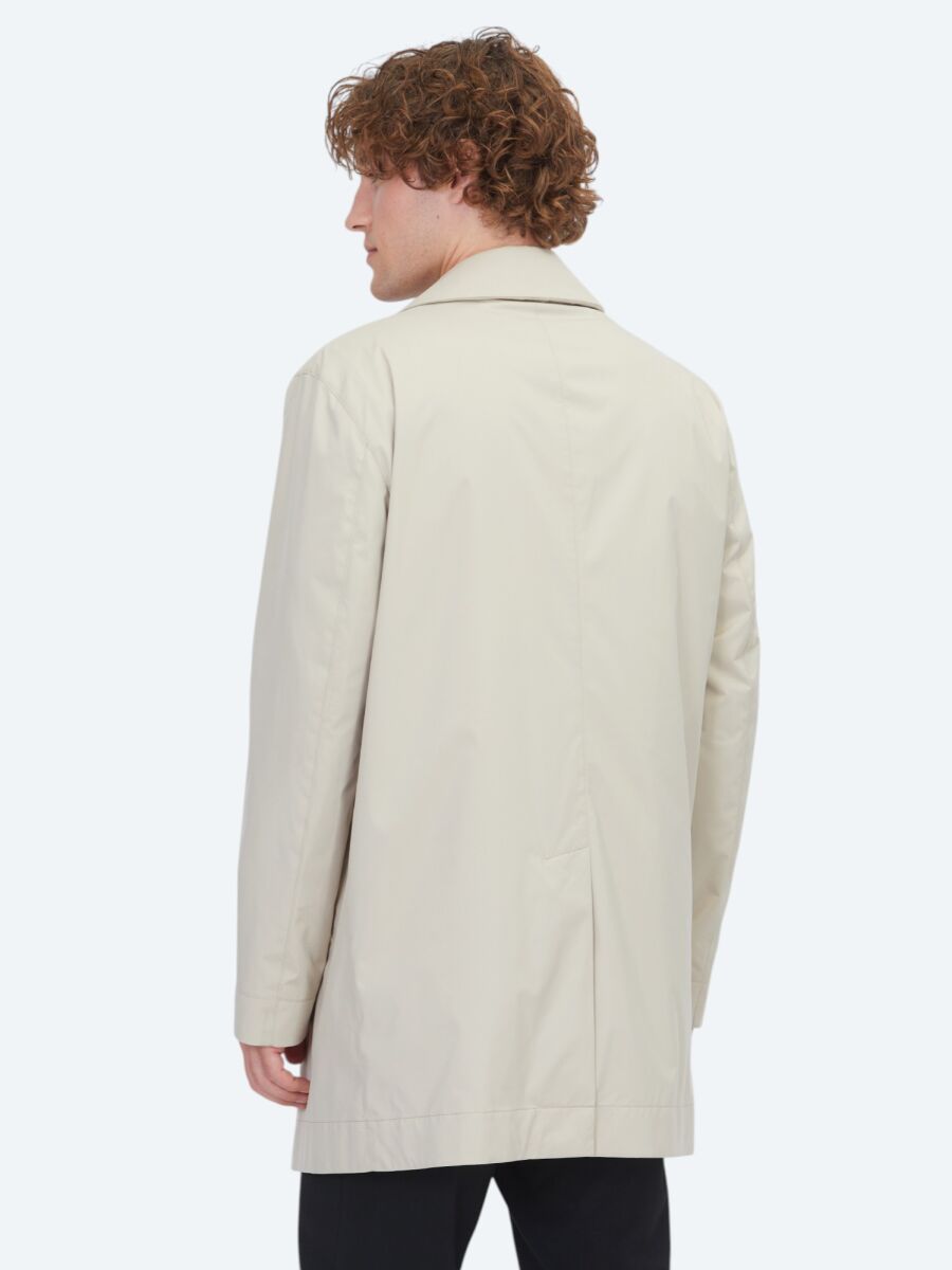 Light Beige Regular Fit Shirt Collar Casual Weaving Rain Coat - 5