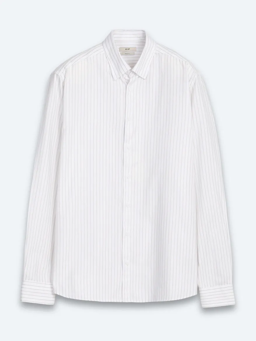 Light Beige Striped Regular Fit Long Weaving Casual 100% Cotton Shirt - 7