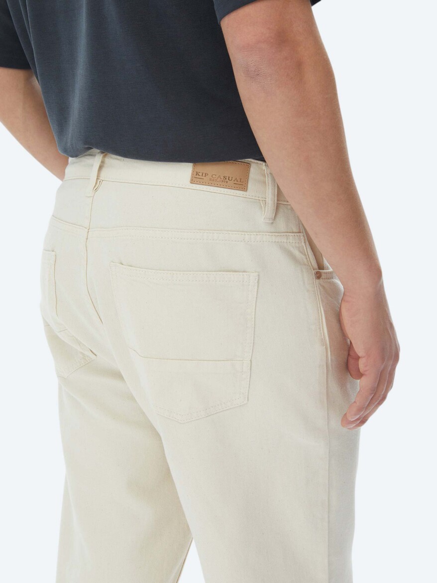 Light Beige Weaving Carrot Fit Casual Cotton Blended Trousers - 5