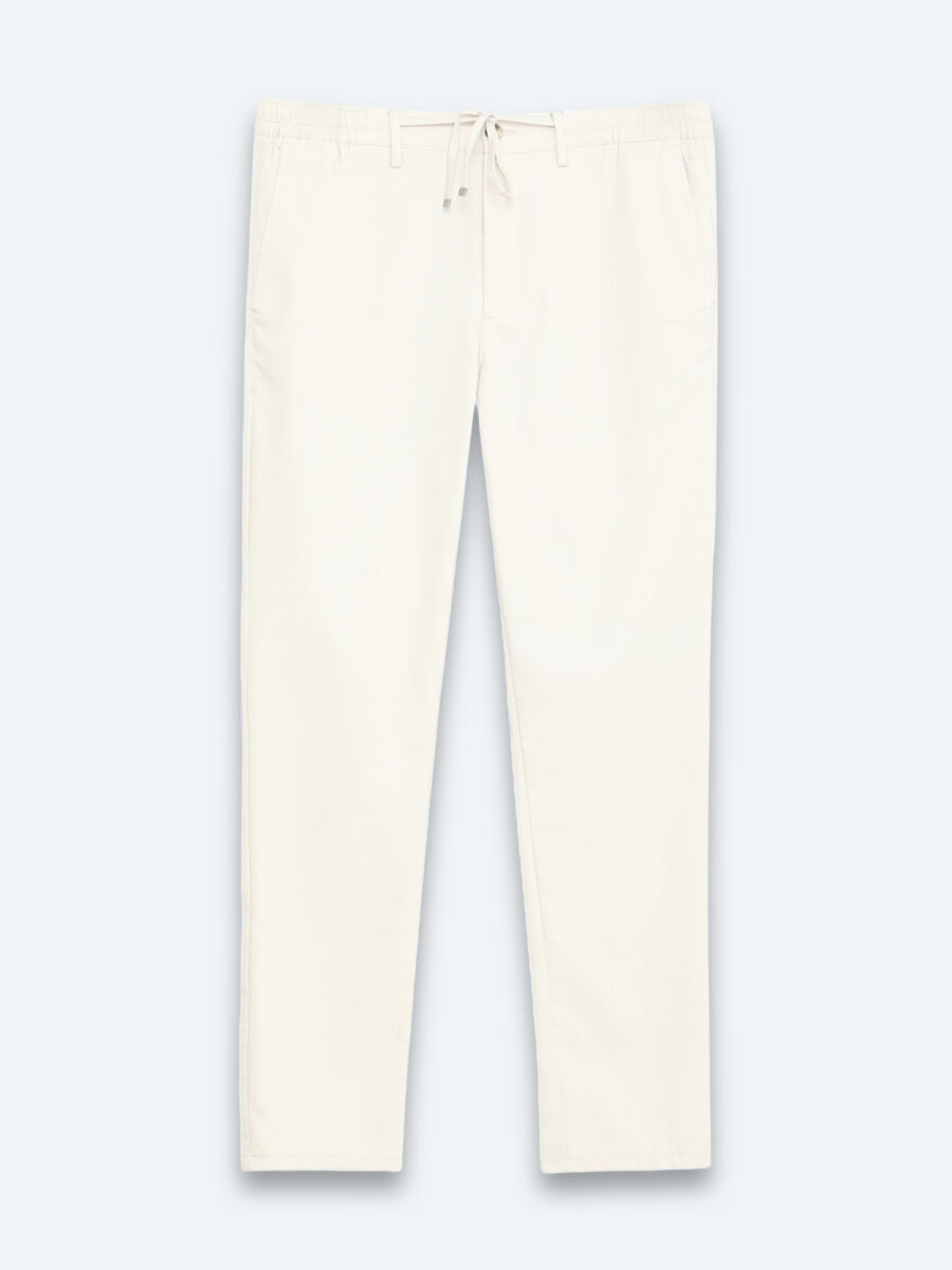 Light Beige Weaving Jogging Fit Casual Trousers - 6