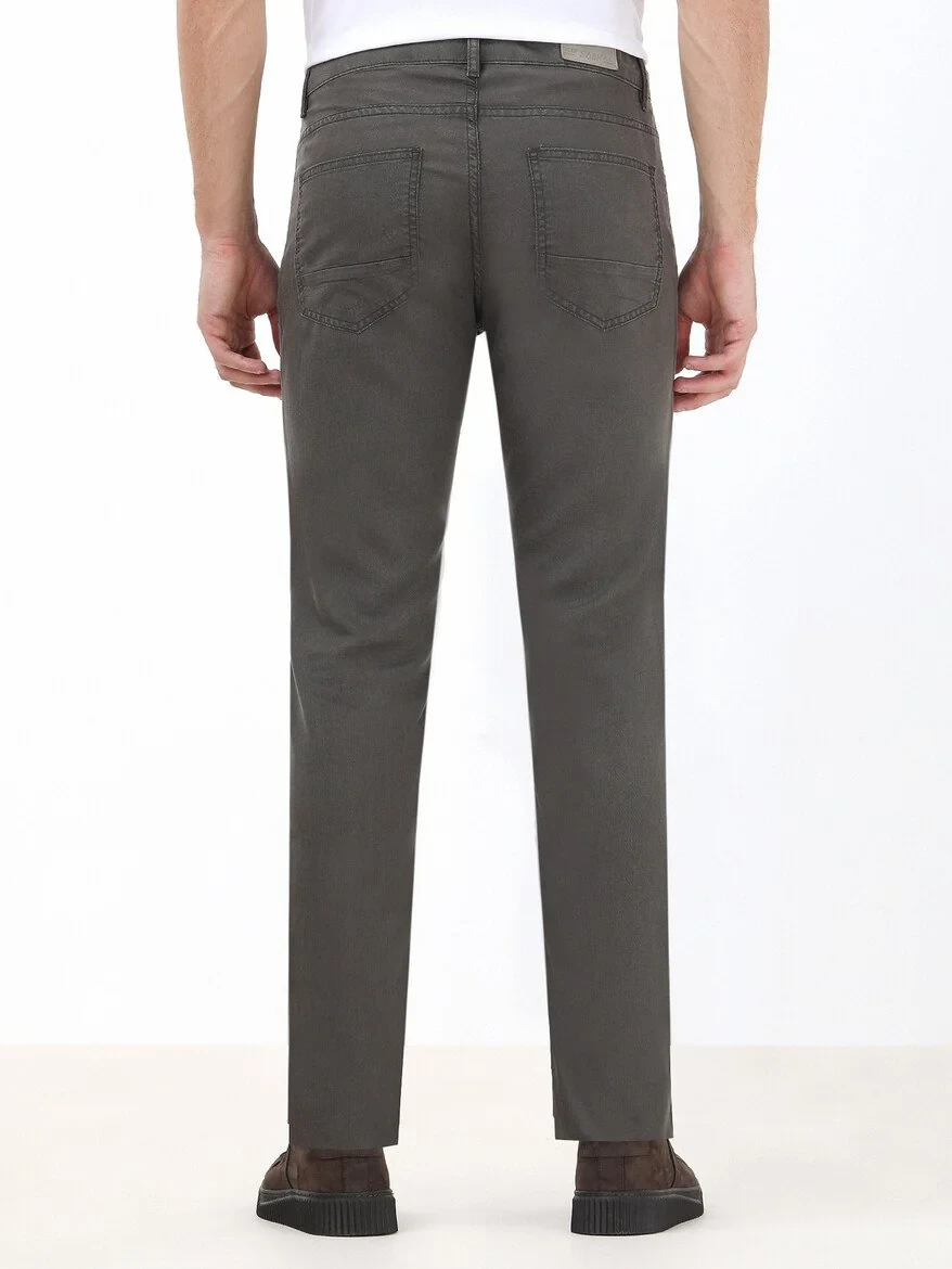 Light Beige Weaving Regular Fit Casual Trousers - 4