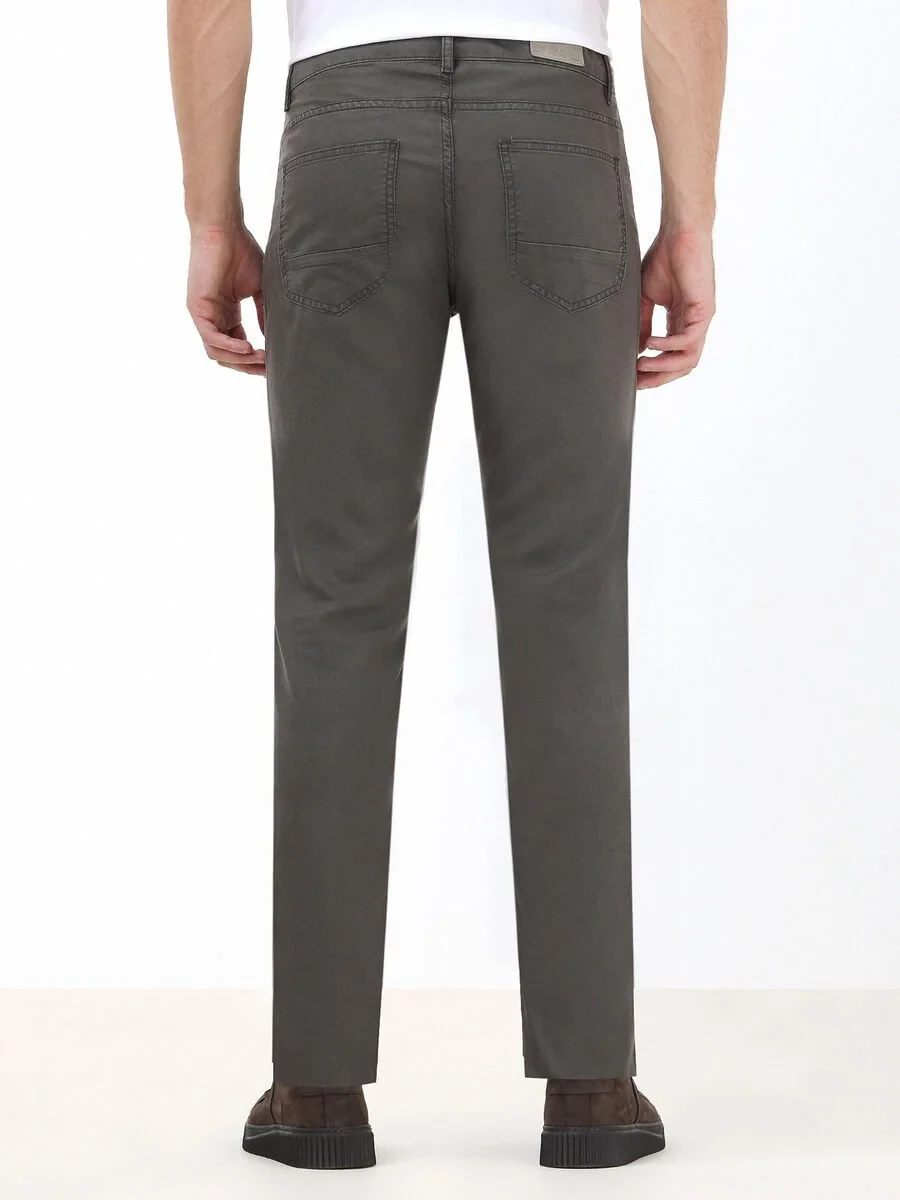Light Beige Weaving Regular Fit Casual Trousers - 4
