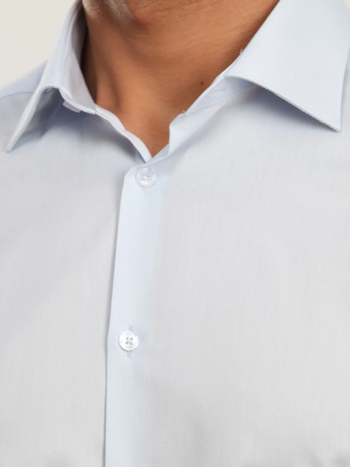 Light Blue Cotton Blended Short Sleeve Shirt - 3