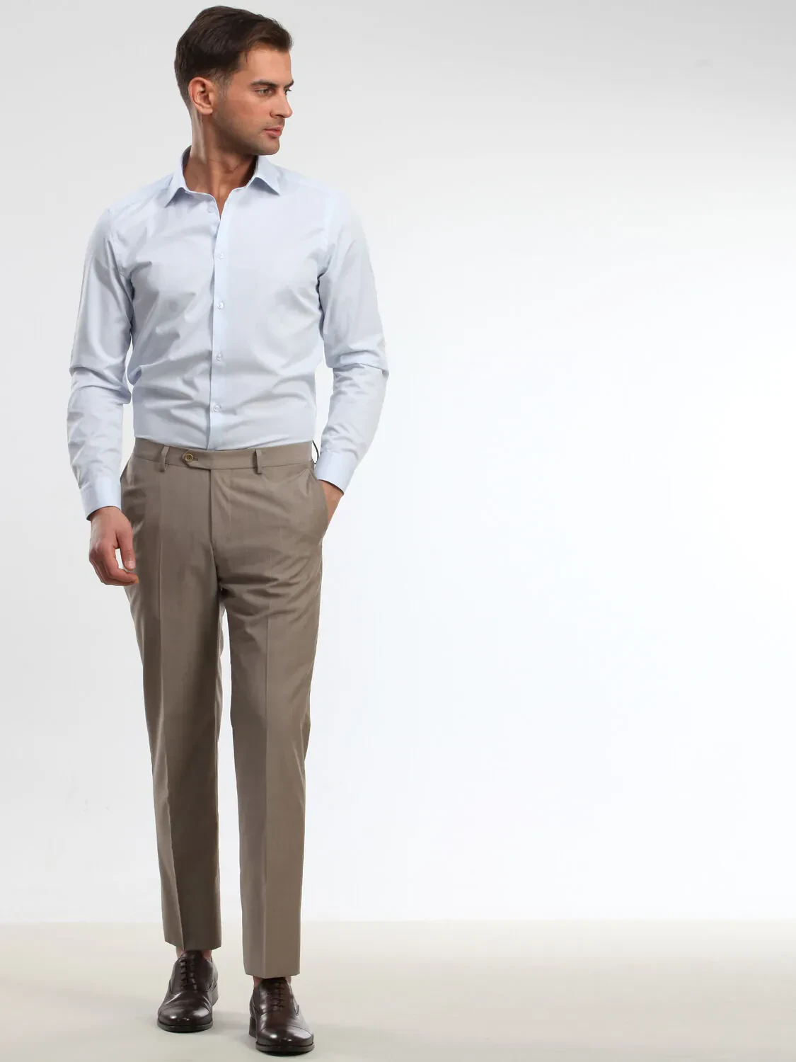 Light Blue Cotton Blended Short Sleeve Shirt - 4