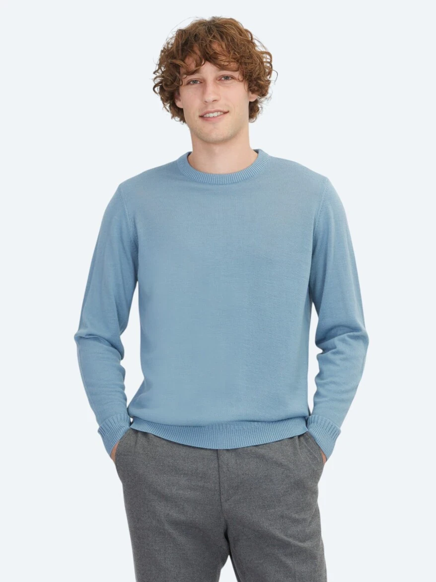Light Blue Knitwear Sweatshirt - KİP