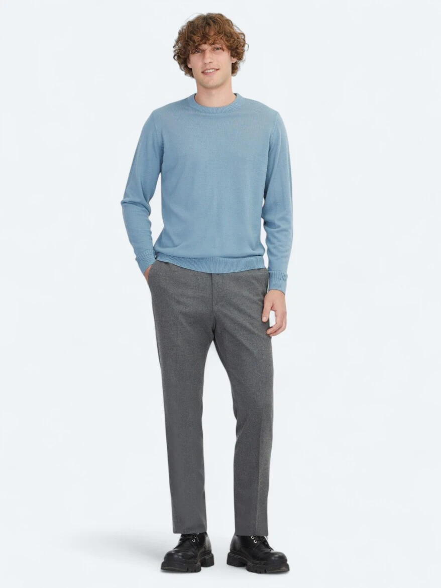 Light Blue Knitwear Sweatshirt - KİP