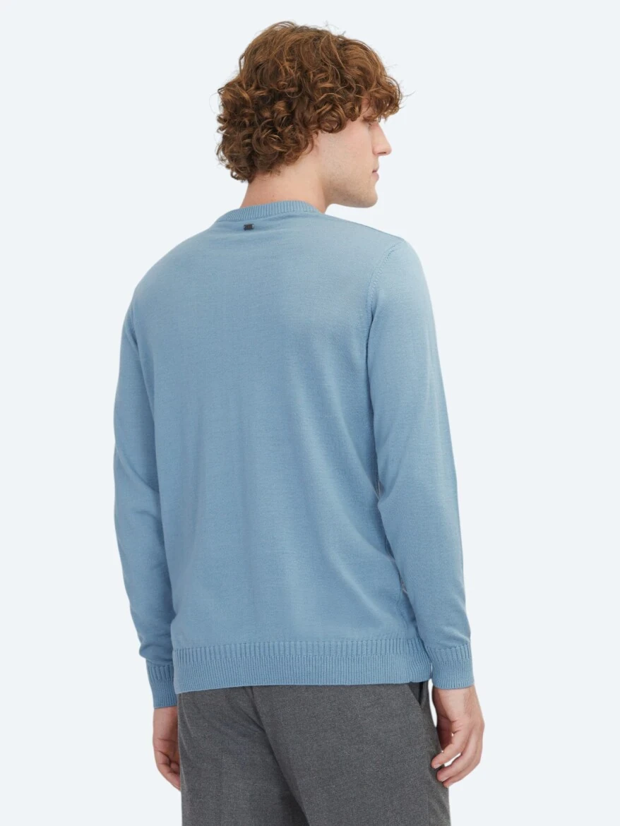 Light Blue Knitwear Sweatshirt - 5