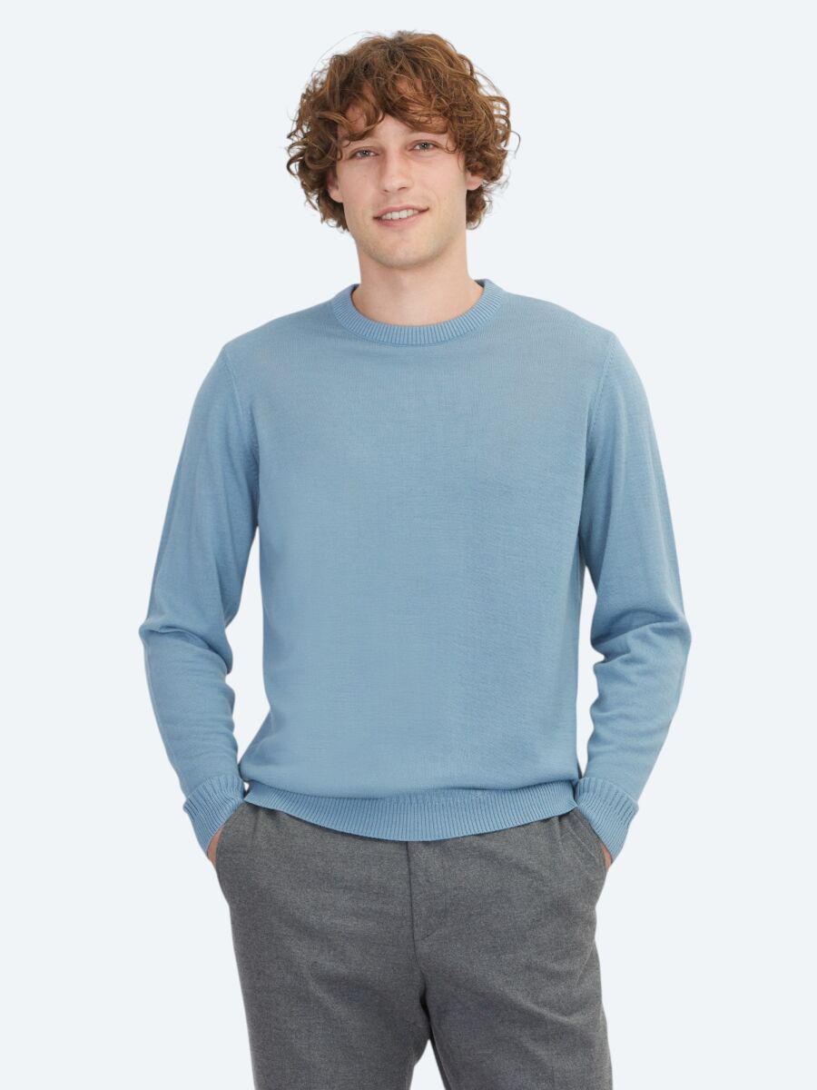 Light Blue Knitwear Sweatshirt - 1