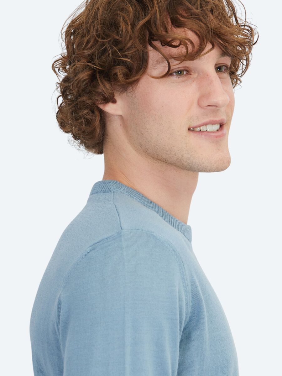 Light Blue Knitwear Sweatshirt - 4