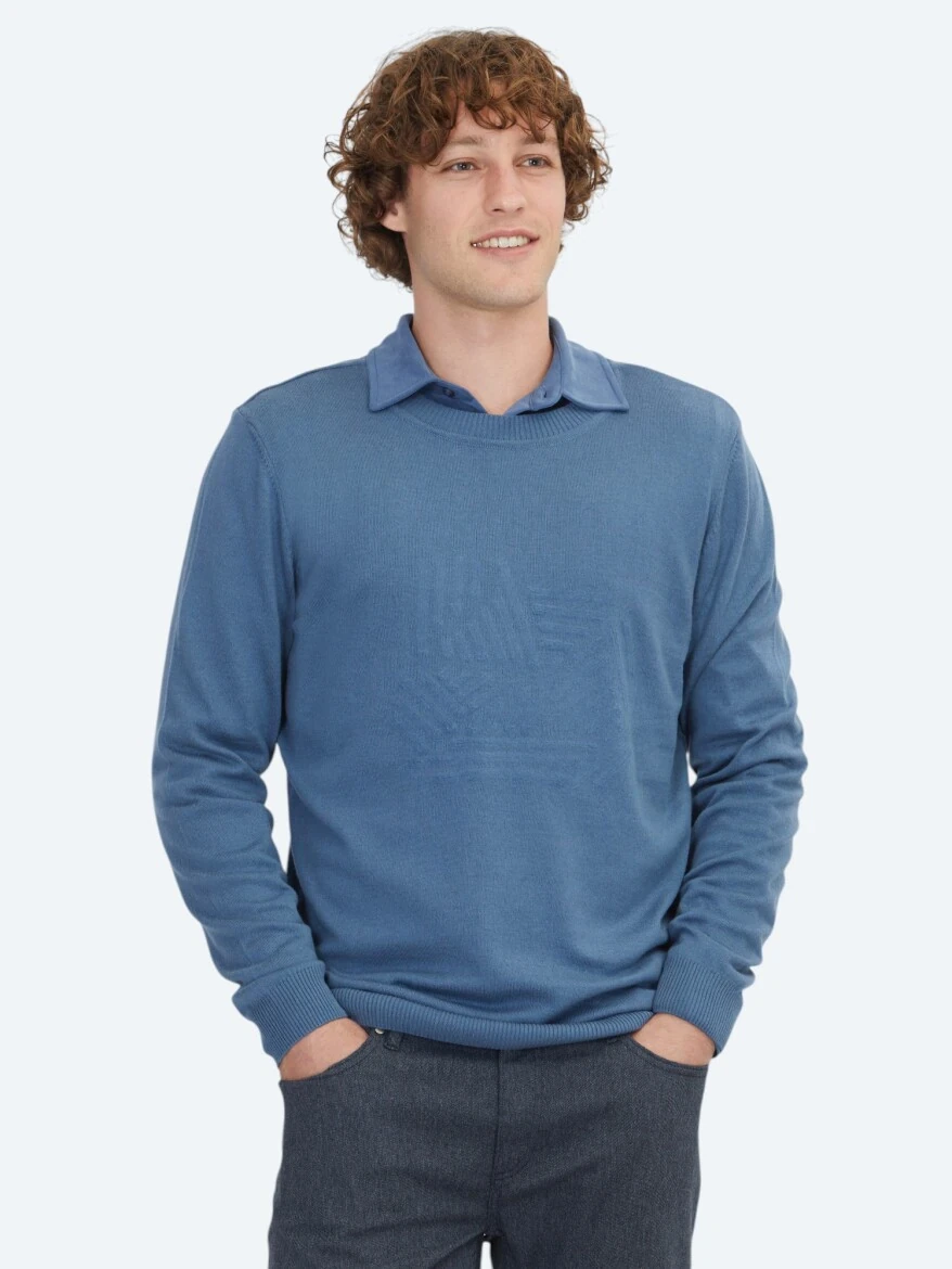 Light Blue Knitwear Sweatshirt - KİP