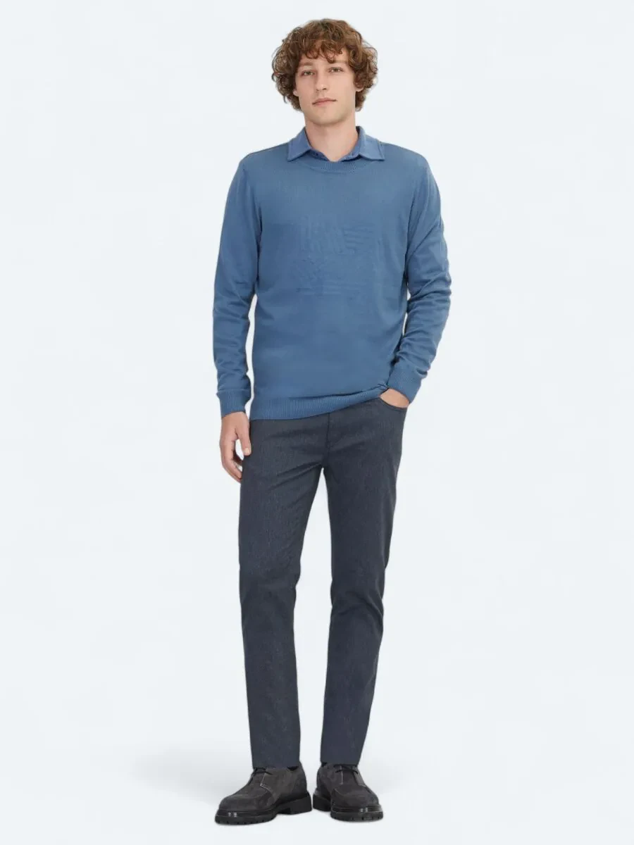 Light Blue Knitwear Sweatshirt - 2