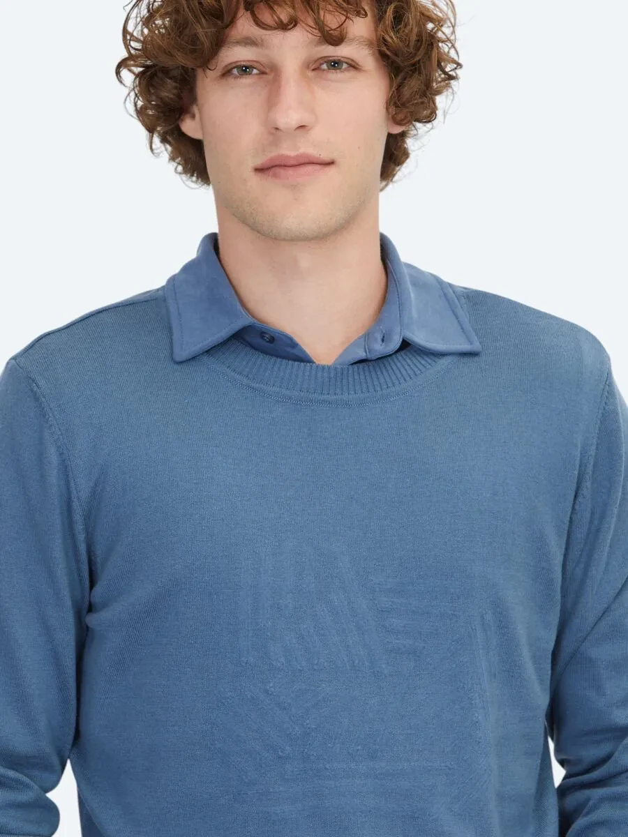 Light Blue Knitwear Sweatshirt - 3