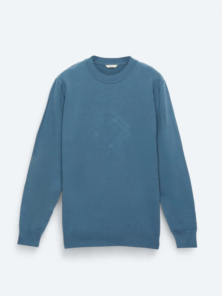 Light Blue Knitwear Sweatshirt - 5