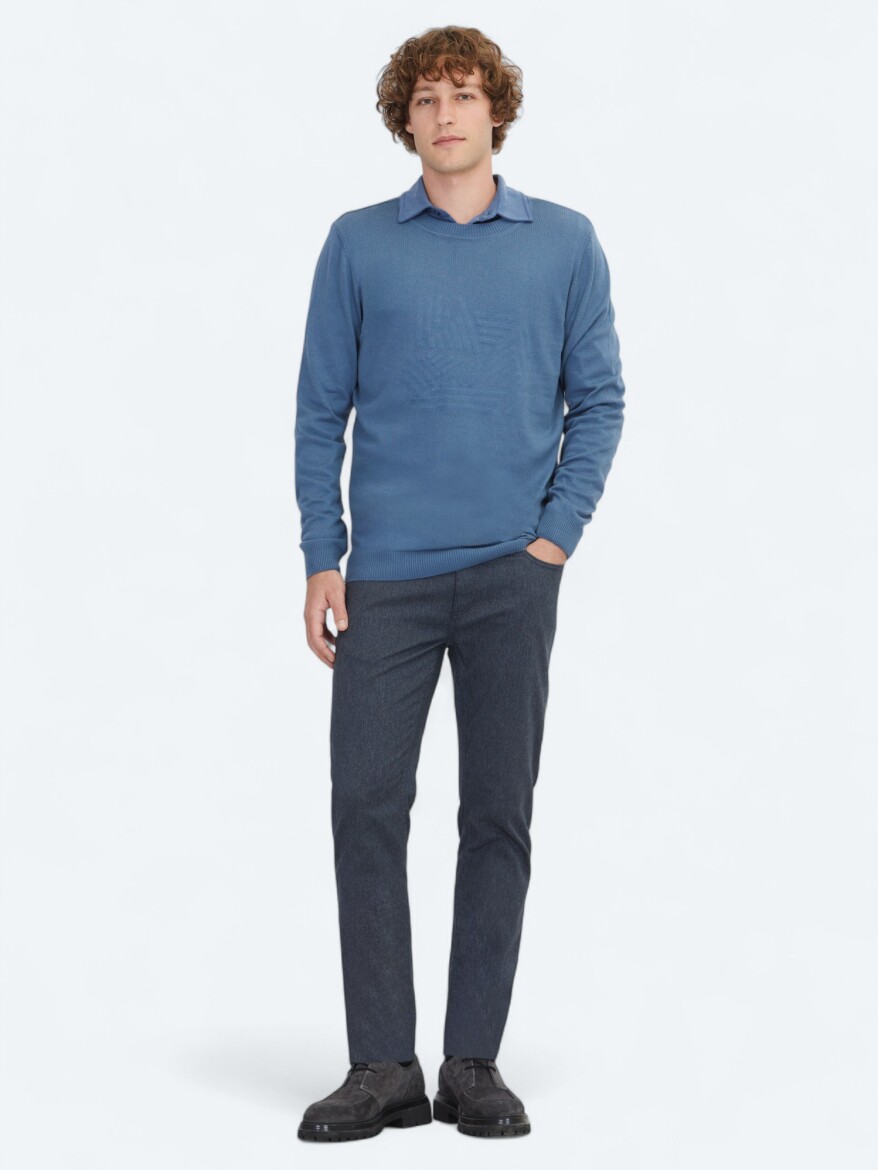 Light Blue Knitwear Sweatshirt - 2