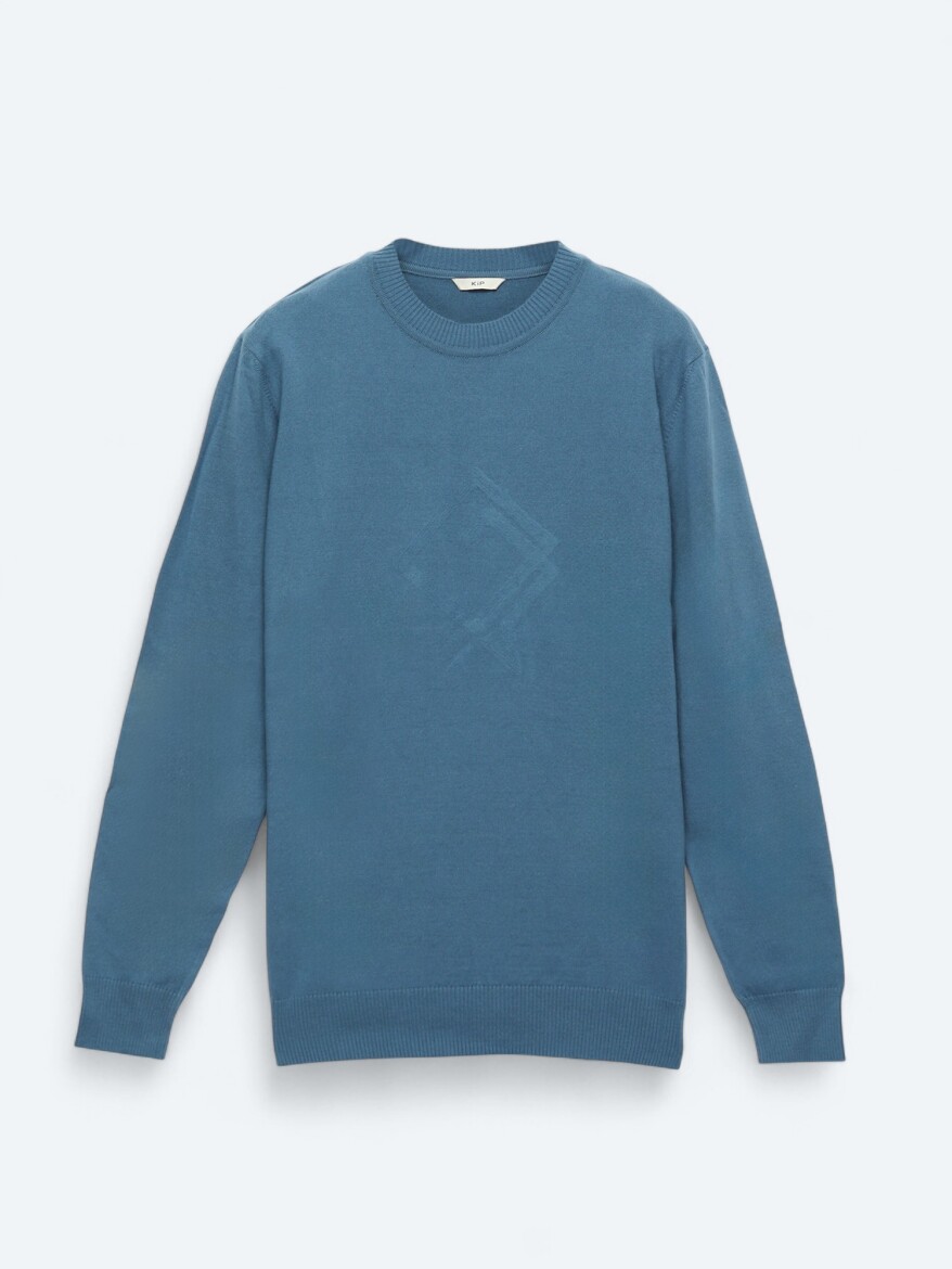 Light Blue Knitwear Sweatshirt - 5